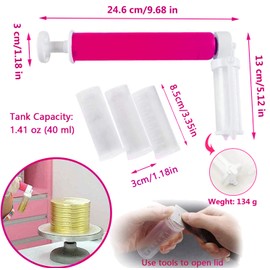 YOMIQIU Aerógrafo manual para pasteles, herramientas de decoración con purpurina, bomba de aerógrafo, pistola de pulverización para colorear con 4 tubos, kit de decoración de pasteles de cocina para cupcakes, galletas y postres (rosa)