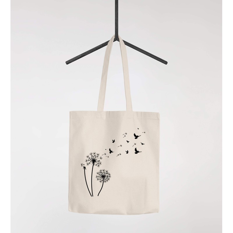 Autiga® Jute Bag Dandelion Birds Cotton Bag Fabric Bag Shoulder