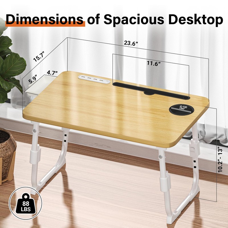 DECOSIS Laptop Bed Desk Height Adjustable, Bed Laptop Table with
