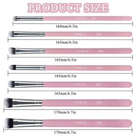 7Pcs Eye Makeup Brush Set,Portable Eye brushes,Professional Blending Eyeshadow Makeup Brushes,Eyeshadow with Soft Hairs and Wood Handle（Pink）