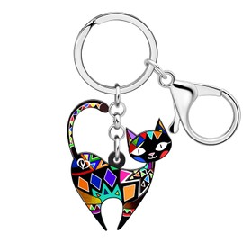 RAIDIN Acrylic Cute Cat Keyring for Women Girls Kitten Key Ring for Car Handbag Keys Pets Lovers Gifts, fossil