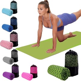 Oaygat Yoga Mat Towel Sweat Absorbent Hot Yoga Mat Towel Non-slip Yoga Mat Blanket 24" x72" Quick-drying Breathable Yoga Mat Towel Fitness Yoga Mat Towel Cloth with Carrying Bag for Bikram, Pilates