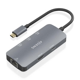 AISENS ASUC-6P019-GR 6-in-1 USB-C Dock, USB-C A 1XHDMI, 1XRJ45, 3XUSB-A, 1XUSB-C PD, Grey, 15 cm