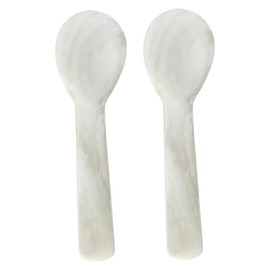 Set of Caviar Spoons 2Pcs Shell Spoon Mother of Pearl Caviar Spoons W Round Handle for Caviar Egg Ice Cream Coffee Restaurant Serving