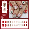 Vopintpy Christmas Tree Stripe Fake Nails Short Square Xmas Press