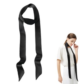 MAIXIANGGUOJI Women's Scarf Black Satin Sash Belt for Dress, Long Thin Neck Tie Scarf Belt Waist for Women Necktie for Dresses Costume Party Wedding Best match (Black)