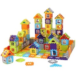 JoviJon 120PCS Multicolor Plastic Building Blocks, House-Shaped Interlocking Pieces,3D Blocks Construction playboard, Creative Beyond Imagination,Set of 120