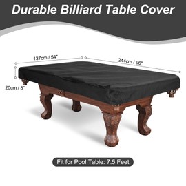 PATIKIL Billiard Pool Table Cover 7.5 Feet, Oxford Waterproof Outdoor Indoor Dustproof Billiard Table Cover Billiards Accessories for Protecting Pool Table Home Club Bar, Black