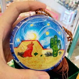 Manual Original Inside-Painted Glass Ornament - Ideal for Home/Office Décor | Versatile Art Piece - Cactus & Puppy Fairyland R Blue | Perfect for Contemporary Spaces by LiBien