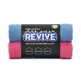 Rehook Revive Recycled Microfibre Cloth - Double Pack - Eco-Friendly Cleaning & Polishing Cloths, Streak Free, Machine Washable, Ideal for Delicate Surfaces, Bike, Car, Home