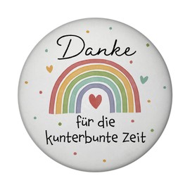 Rainbow Magnet with Bottle Opener Round with Saying "Danke für die kunterbunte Zeit" [German Language] Perfect Gift Idea for Teachers in Nursery and Nursery Colourful and by