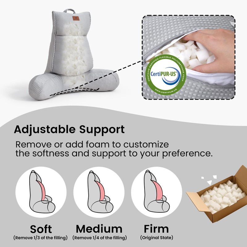 Amélie Home Cooling Reading Pillow with Arms for Adults, Breathable