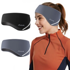 Linlook Ear Warmers Headband for Women and Men Reflective Stretchy Winter Headband Double-layer Warm Ear Covers Ear Muffs for Cold Weather Running Cycling Ski