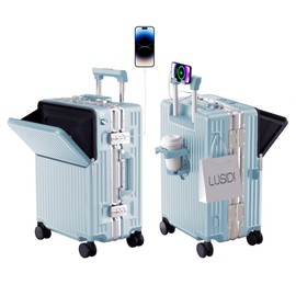 AIWEINY Hard Shell Luggage 20 Inch Travel Luggage, Carry-On Luggage Spinner TSA with Lid, PC+ABS Aluminum Frame，Lightweight Travel Luggage 20'' 24'' 26''Carry-On (upgraded blue, 20 inch)