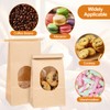 Bakery Bags with Window, 100Pcs, 5.1x2.75x9.6 in, Kraft Paper, Reusable