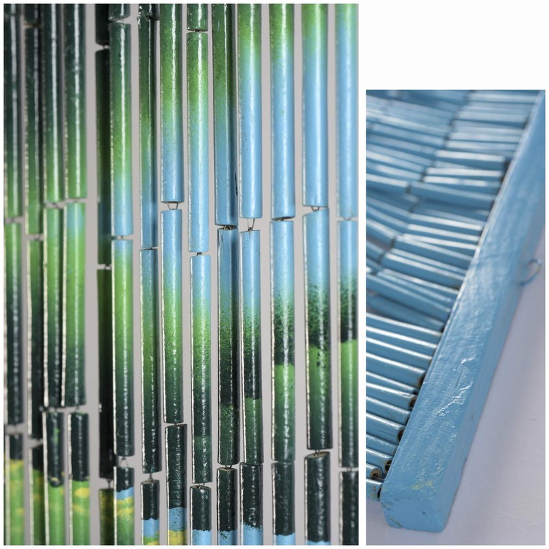 TACHILC Tropical Palm Tree Bamboo Door Beaded Curtain, Hanging Beaded