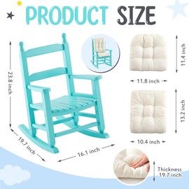 Yalikop Kids Rocking Chair Cushion Pad Set Child Rocking Chair Outdoor Wooden Rocker Kid's Patio Rocker for Porch Balcony Lawn Indoor Outdoor(Pink,Ages 2-5)