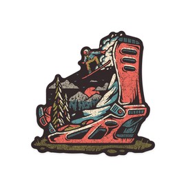 Die Cut Sticker Snowboard Binding, Distressed Vector Vinyl Sticker 3 to 6 inches, (Waterproof Decal for Cars, Water Bottles, Laptops, Coolers), Large
