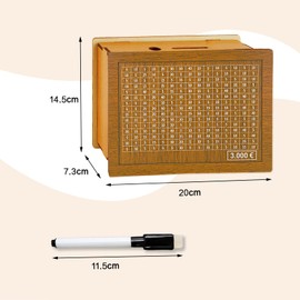 Wooden Money Box, Retro Money Box Storage Box, Piggy Bank with Marker, Economy Box, Reusable with Savings Target and Numbers for Ticking, Helps Children the Habit of Saving