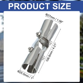 PATIKIL 1" 3 Way Pipe Clamp Connector, 2 Pcs Stainless Steel Chain Link Fence Clamps for Coat Racks Store Shelves Bracket Rail Project Pipe Connectors, Silver