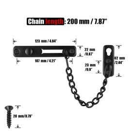 JQK Door Chain Lock Black, Stainless Steel Door Guard with Spring Anti-Theft Press Lock, Matte Black, HDC100-PB