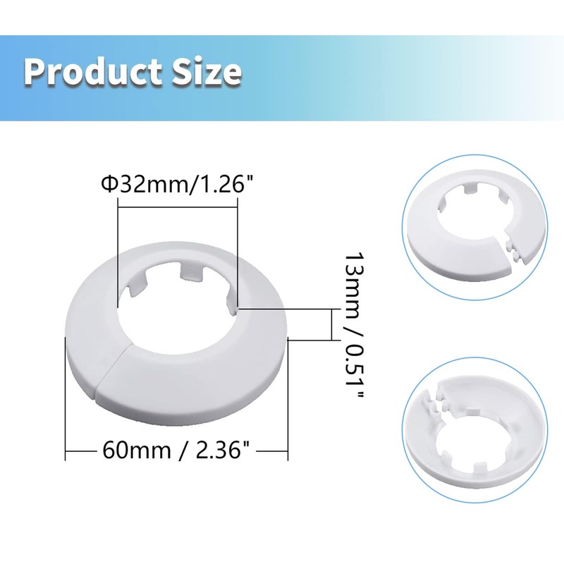 MroMax Fit 1.26" Outer Diameter Flange Water Pipe Cover Decoration