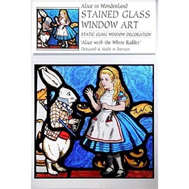 HENSITA Static Window Cling in an Alice and White Rabbit Design.