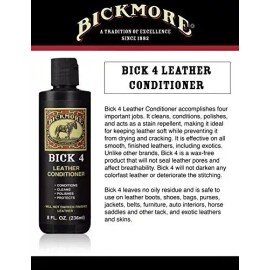 Bickmore Bick 4 Leather Conditioner and Leather Cleaner 8 oz - Will Not Darken Leather