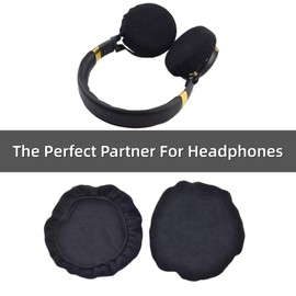 Flex Fabric Headphones Ear Covers,1 Pair Washable & Stretchable Earcup Protectors, Soft Stretchable for Gym, Training, Studying, Gaming, Fit 3.5" - 4.3" Ear Pads,Black