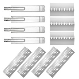 Dictirdy Grill Replacement Parts Cast Stainless Steel 4 pcs 16631 Flavorizer Bars 3 pcs 16520 Heat Plate and 4 pcs 16516 Burners for Bull Angus Grill Blaze Lion Cal Flame Tamer Gas Grill