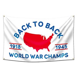 Furlista World War Champs Flag Back to back Banner Tapestry -3x5ft/Vibrat Color/HD printing/ 150D Polyster Tapestry for Man Cave Room
