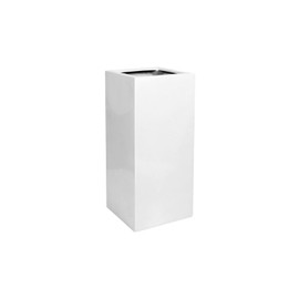 Glossy White Bouvy Square Flower Pot - Idealist Tall Fiberstone Flower Pot 23"H x 12"L X 12"W Planter - By Pottery Pots