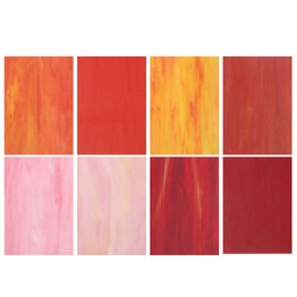 sourcing map 8 Sheets Stained Glass Sheets,4 x 6 Inch Variety Mosaic Glass Tiles for DIY Projects Home Crafts Decoration,Red Series