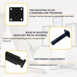 M MIMHOOY 6" / 15cm Furniture Legs Set of 4, Modern Metal Sofa Legs Furniture Support Feet Replacement Leg for Sofa Couch Chair Ottoman Cabinet Table (Black)