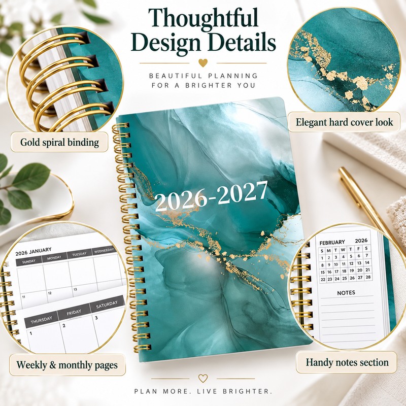 2026–2027 A5 Planner for Weekly & Monthly Planning – Spiral