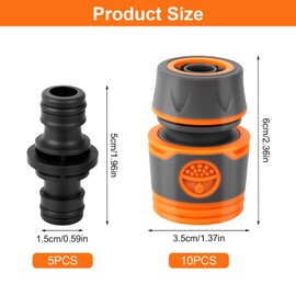 YGKYMVW Schlauch Kupplung Satz, 15 Stück 1/2 Zoll 13mm Doppelstecker Gartenschlauch Verlängerung Kupplung, Schlauchkupplung zur Schlauchverlängerung für Familie Garten