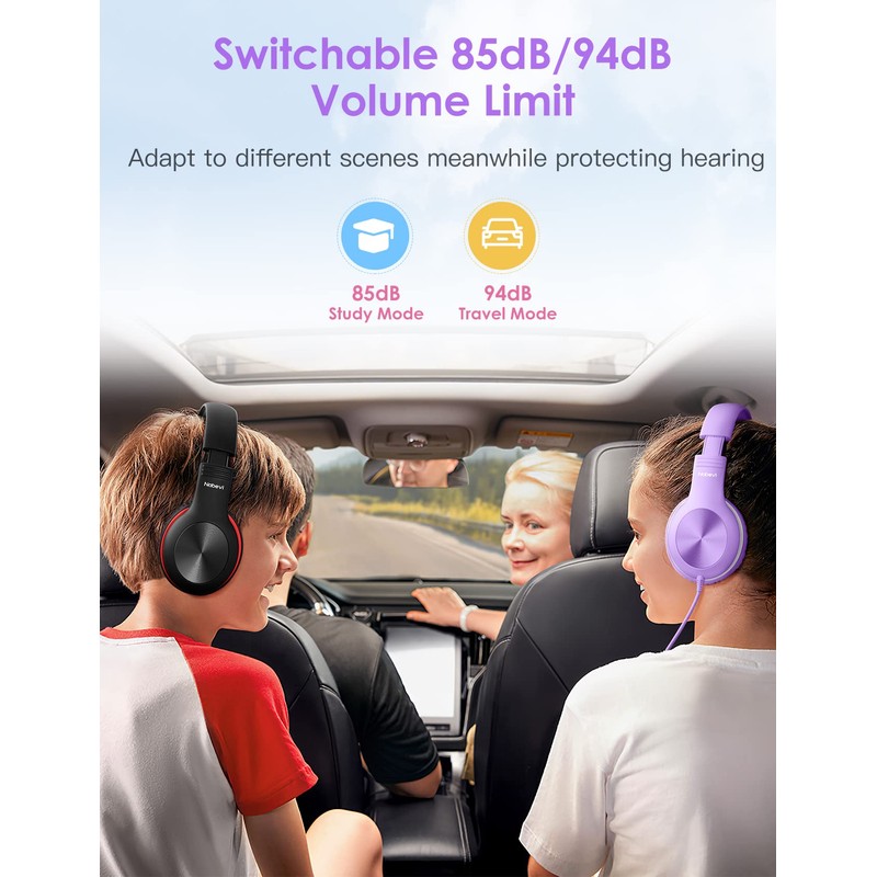 Nabevi Headphones for Kids for School, Kids Headphones with Microphone,
