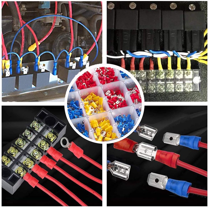 Voyzdx Kit de Terminales Eléctricos 200PCS Aislados, Doble Macho/Hembra Crimp