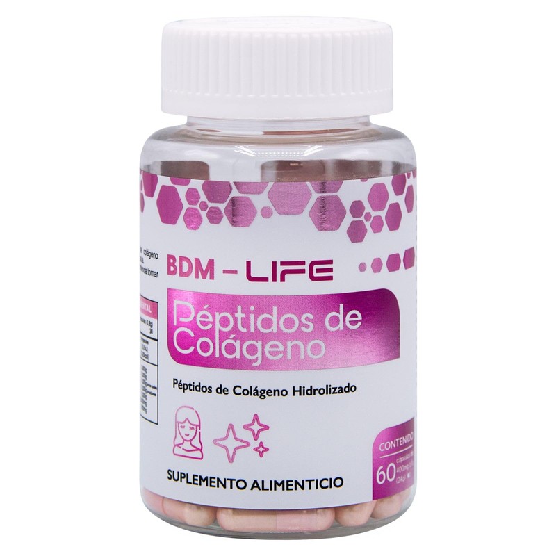 BDM LIFE Péptidos de Cólageno Hidrolizado, Suplemento alimenticio, 60 Cápsulas