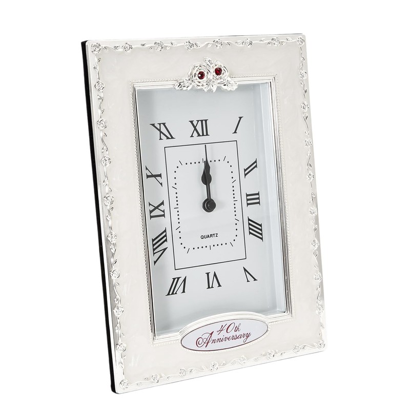 Happy Homewares Traditional 40th Anniversary Clock in White Epoxy with