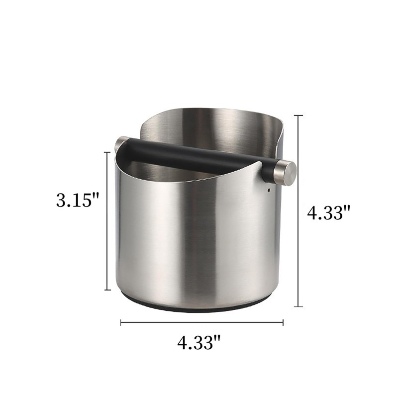 Espresso Knock Box, Stainless Steel Coffee Grounds Container with Removable