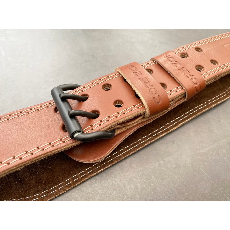 COREZONE Genuine Leather 4" Weight Lifting Belt for Men and