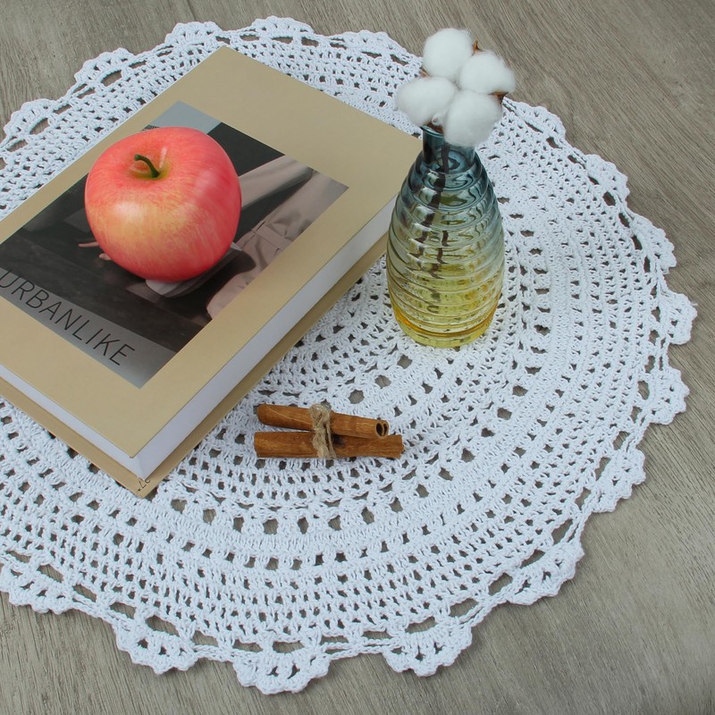 kilofly Handmade Crochet Round Cotton Lace Table Placemats Doilies Value