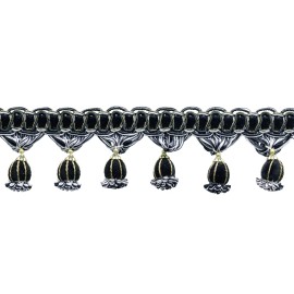 DecoPro Tassel Fringe Trim, Color# SGB - Silver Grey Black [Sold By The Yard]