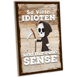schilderkreis24 - Wooden Sign with Grim Reaper Motif - Funny Decorative Sign "So much to do and only one scyth" - Joke item, 28 x 19 cm