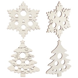 PH PandaHall 4pcs Wood Safety Eye Tool for Amigurumi, Snowflake Christmas Tree Safety Eyes Insertion Tool Auxiliary Tool for Attaching Safety Eyes Washers for Crochet Stuffed Animal Eyes, Hole 6-24mm