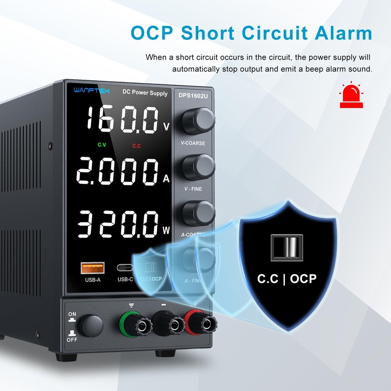 DC Power Supply 0-160V 0-2A, Bench Power Supply with Encoder