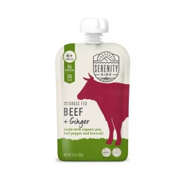 Serenity Kids Baby Food Pouch 6+ Months Grass Fed Beef & Veggies 3.5oz BPA-Free