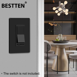 BESTTEN 20 Pack 1-Gang Black Screwless Wall Plate, Unbreakable Polycarbonate Outlet Cover, H4.69" x W2.91", for Light Switch, Dimmer, GFCI, USB Receptacle, Gloss