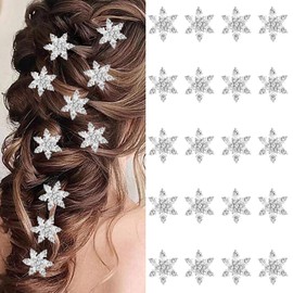 20 PCS Snowflake Small Hair Clips, Cute Crystal White Snowflake Hair Barrettes Winter Xmas Hairpins, Christmas Hair Accessories Mini Hair Clips Gifts